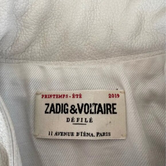 ZADIG & VOLTAIRE White Leather Jacket Size M - Picture 7 of 8